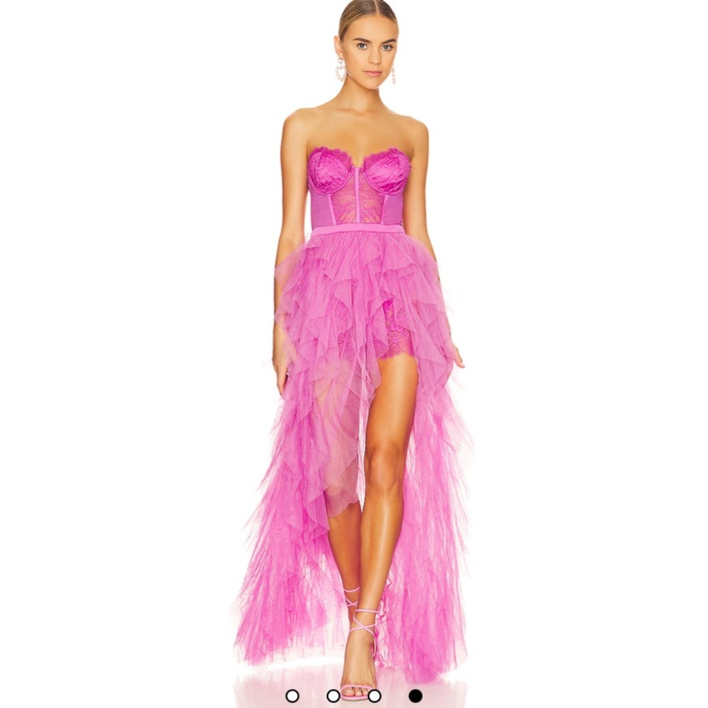 For Love & Lemons Pink Bustier Gown